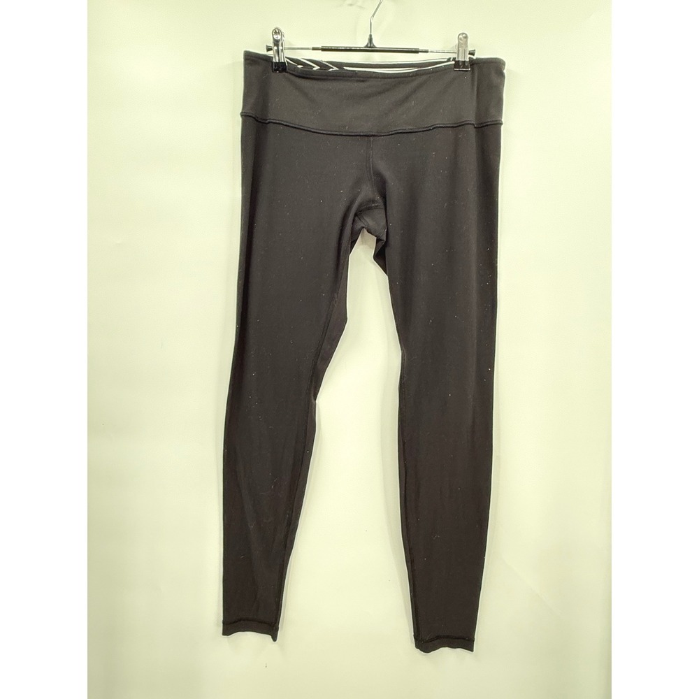 Lululemon Size 10 Leggings Womens Black Mid Rise Full Length Hidden Pocket Pants